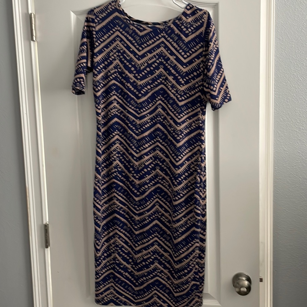 Blue and tan Julia dress